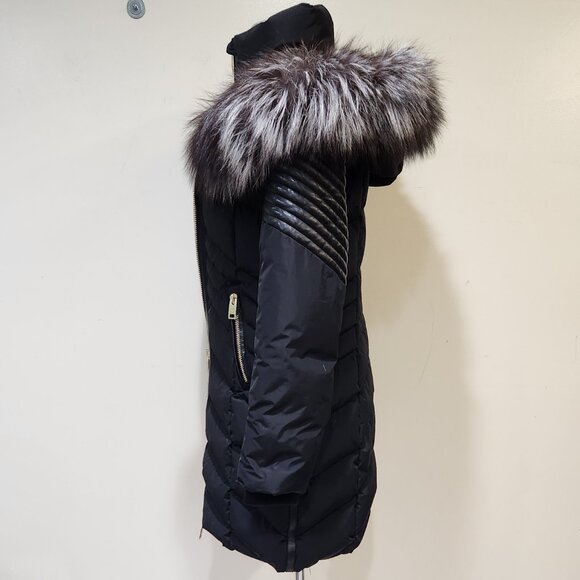 💥HOT ITEM!💥Nicole Benisti Ombre Silver/Black Fox Fur Cortina Leather Down Coat - Picture 4 of 16